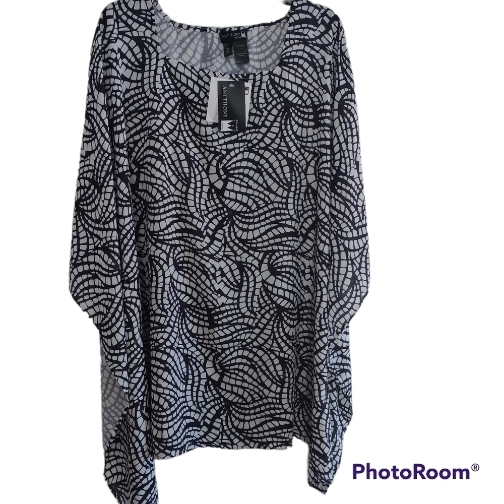 Antthony Original Black White Caftan Top M